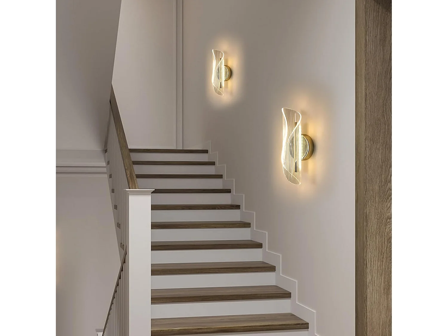 Applique Murale Intérieure, 16W Lampe Murale LED Moderne à Température de Couleur Réglable, Design Créatif en Spirale Or, Luminaire Mural pour Chambre,3000K-6500K