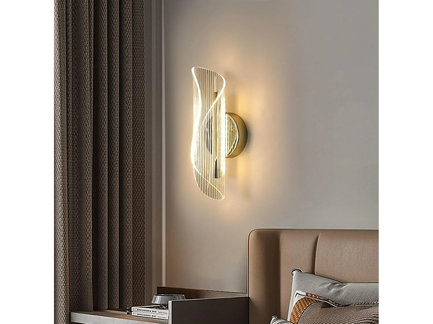 Applique Murale Intérieure, 16W Lampe Murale LED Moderne à Température de Couleur Réglable, Design Créatif en Spirale Or, Luminaire Mural pour Chambre,3000K-6500K