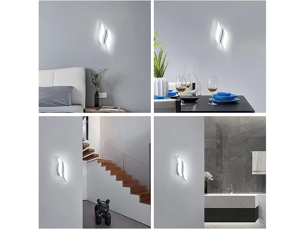 Applique LED en acrylique blanc moderne de 12W （Lumière blanche）