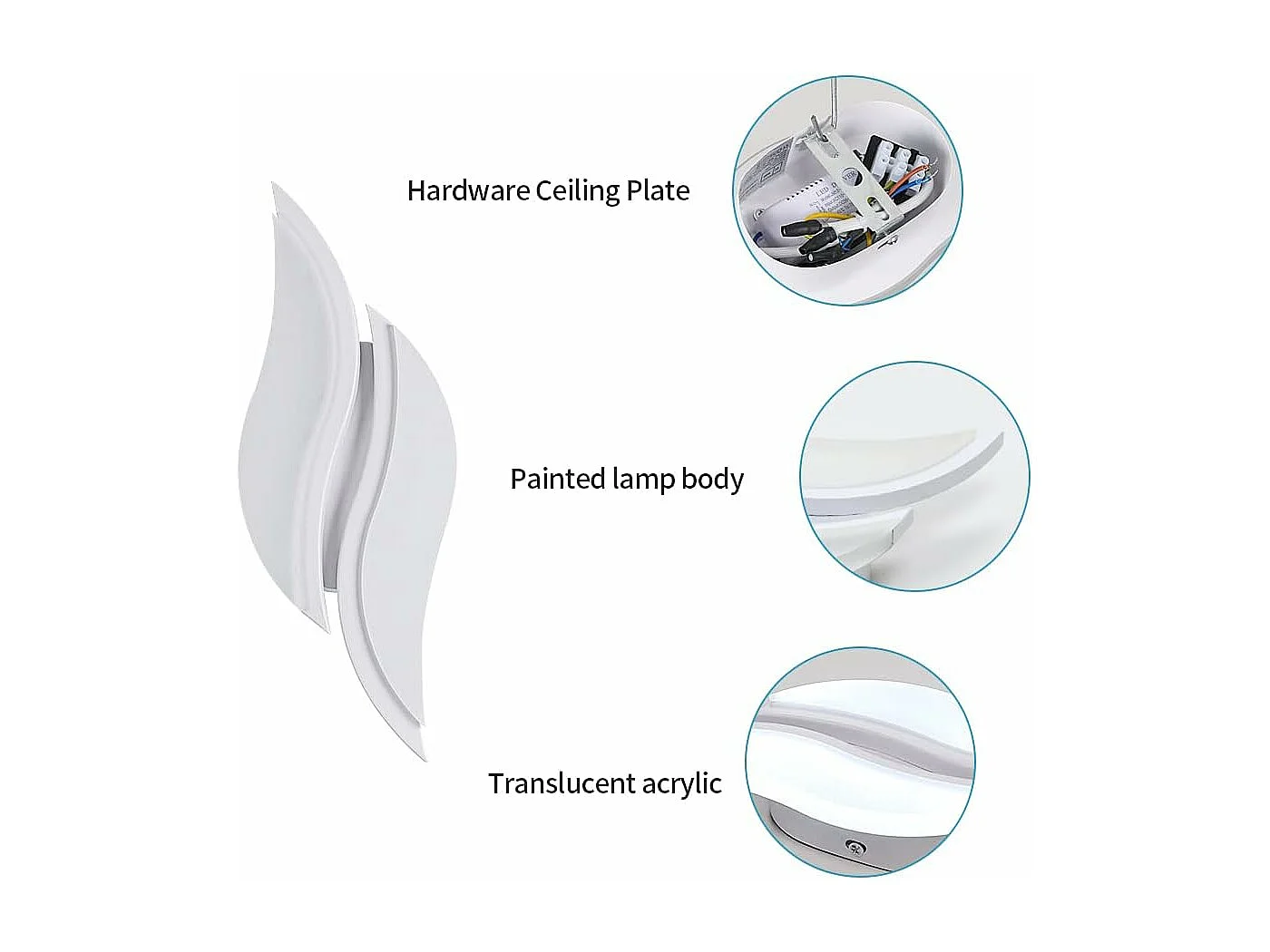 Applique LED en acrylique blanc moderne de 12W （Lumière blanche）