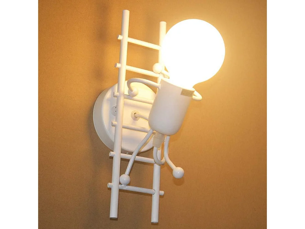 Humanoïde Applique Murale Interieur, Moderne Applique Murale Industrielle, Lampe Murale de Style Simple pour le Salon Couloir,E27 Ampoule Non incluse (Blanc)