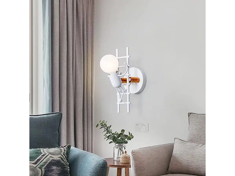 Humanoïde Applique Murale Interieur, Moderne Applique Murale Industrielle, Lampe Murale de Style Simple pour le Salon Couloir,E27 Ampoule Non incluse (Blanc)