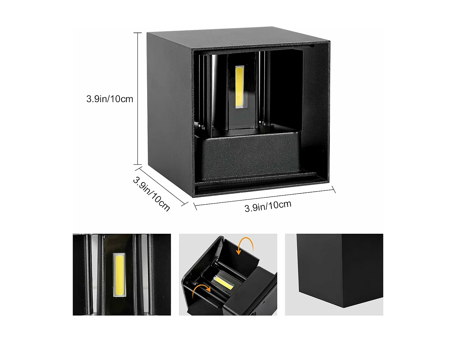 Lot de 2 Applique Murale LED Extérieure et Intérieure, Luminaire Moderne Up Down pour Chambre et Salon（Noir,6W,Blanc Froid 6000K）