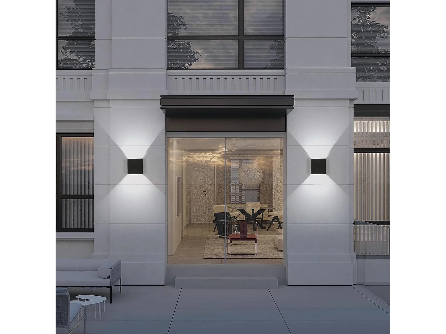 Lot de 2 Applique Murale LED Extérieure et Intérieure, Luminaire Moderne Up Down pour Chambre et Salon（Noir,6W,Blanc Froid 6000K）