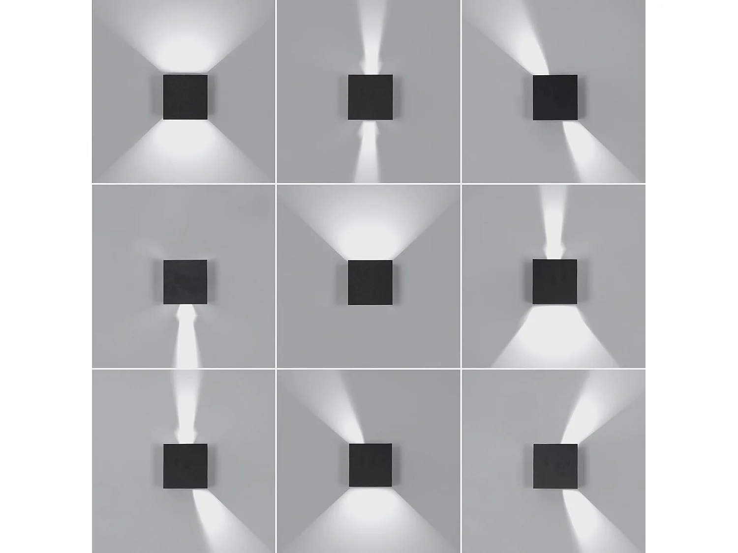 Lot de 2 Applique Murale LED Extérieure et Intérieure, Luminaire Moderne Up Down pour Chambre et Salon（Noir,6W,Blanc Froid 6000K）