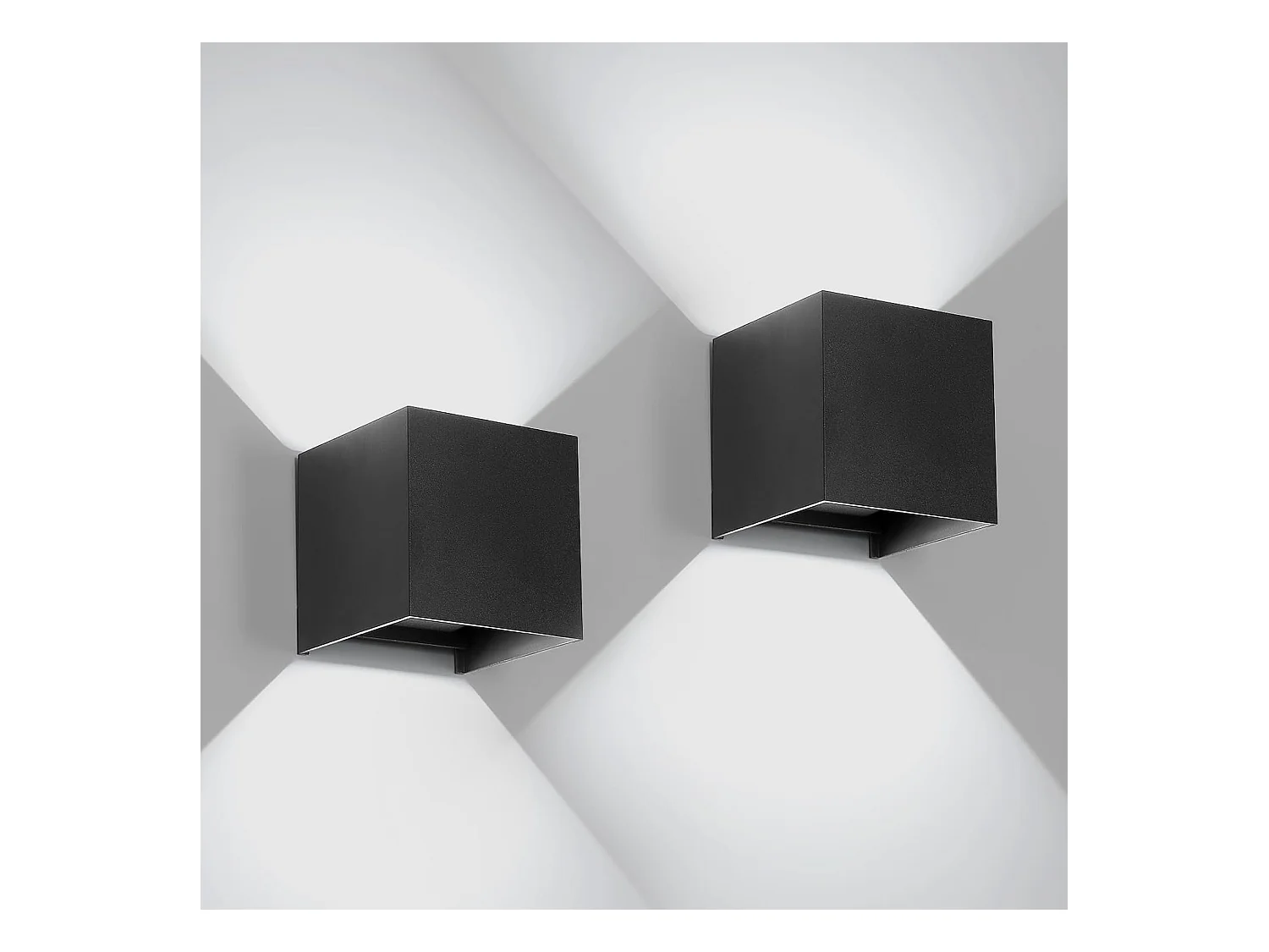 Lot de 2 Applique Murale LED Extérieure et Intérieure, Luminaire Moderne Up Down pour Chambre et Salon（Noir,6W,Blanc Froid 6000K）