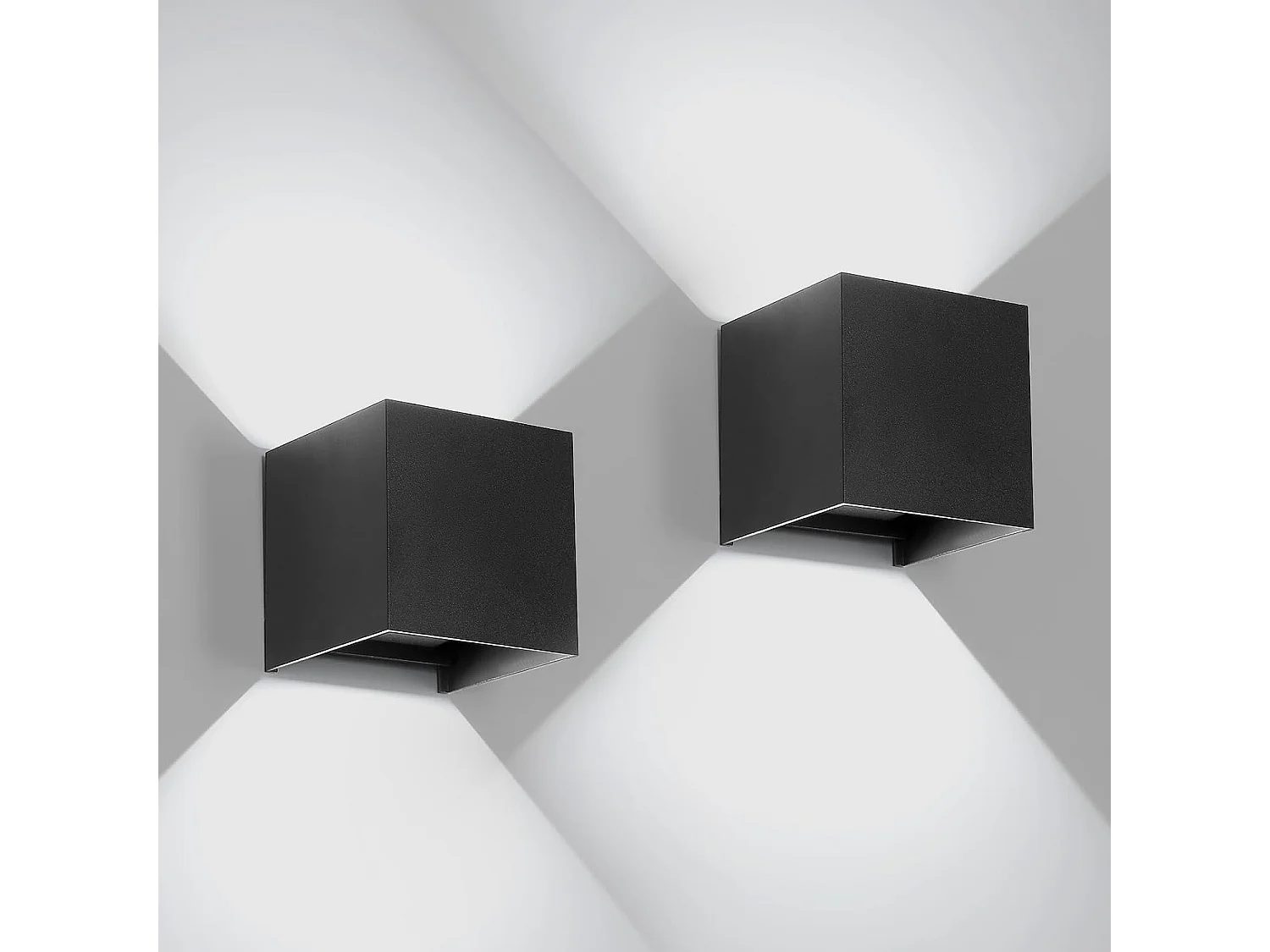 Lot de 2 Applique Murale LED Extérieure et Intérieure, Luminaire Moderne Up Down pour Chambre et Salon（Noir,6W,Blanc Froid 6000K）