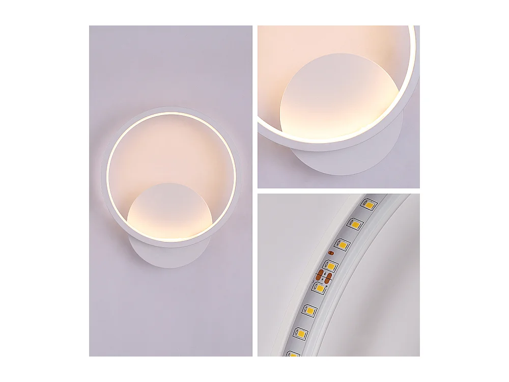 Lampe Applique Murale Intérieure Moderne, 12W Ronde, Blanc Chaud 3000K, Salon Chambre Escalier Couloir