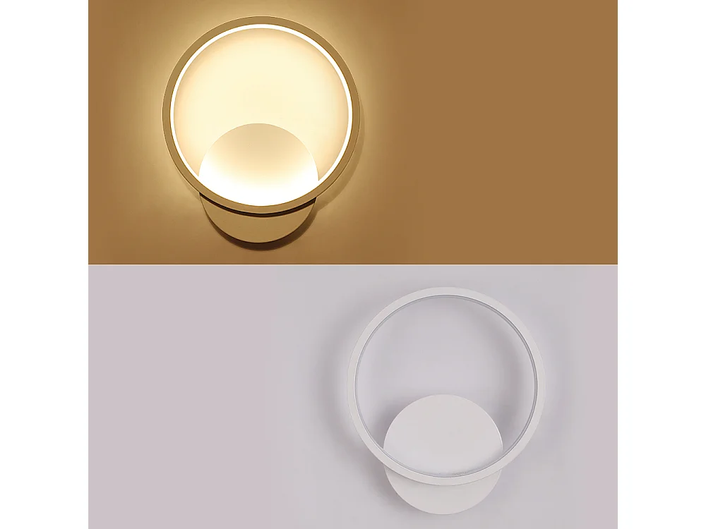 Lampe Applique Murale Intérieure Moderne, 12W Ronde, Blanc Chaud 3000K, Salon Chambre Escalier Couloir