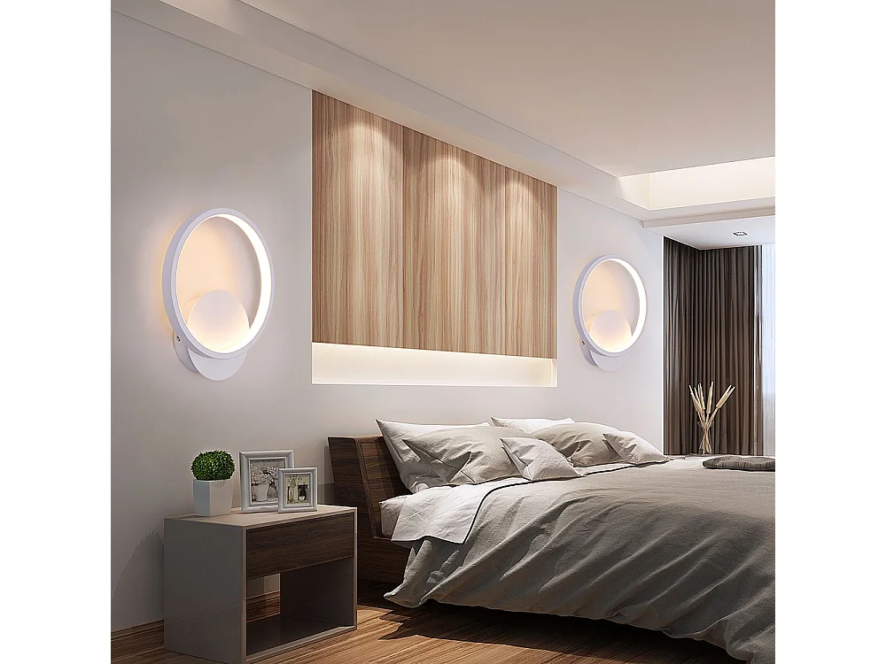 Lampe Applique Murale Intérieure Moderne, 12W Ronde, Blanc Chaud 3000K, Salon Chambre Escalier Couloir