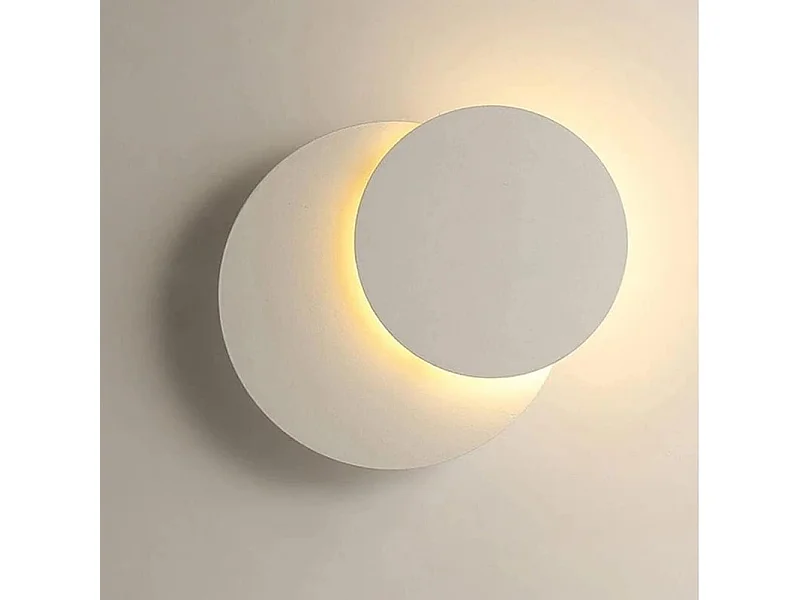 Appliques Murales Interieur 12W Blanc, Murale LED Moderne, Créatif Eclipse 2 en 1, 360 Rotative 3000K Blanc Chaud, Eclairage Lumière Pour Salon Salle Escalier
