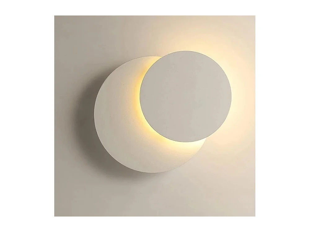 Appliques Murales Interieur 12W Blanc, Murale LED Moderne, Créatif Eclipse 2 en 1, 360 Rotative 3000K Blanc Chaud, Eclairage Lumière Pour Salon Salle Escalier