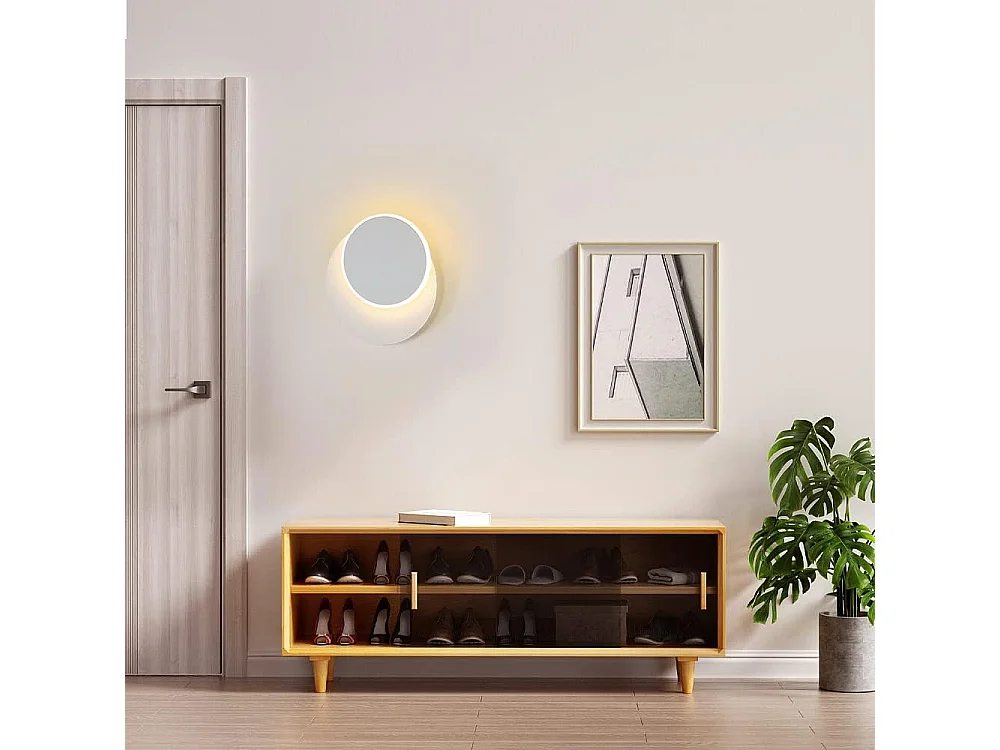 Appliques Murales Interieur 12W Blanc, Murale LED Moderne, Créatif Eclipse 2 en 1, 360 Rotative 3000K Blanc Chaud, Eclairage Lumière Pour Salon Salle Escalier