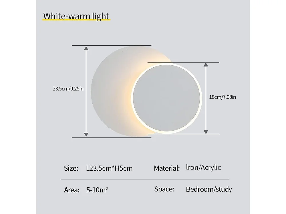 Appliques Murales Interieur 12W Blanc, Murale LED Moderne, Créatif Eclipse 2 en 1, 360 Rotative 3000K Blanc Chaud, Eclairage Lumière Pour Salon Salle Escalier