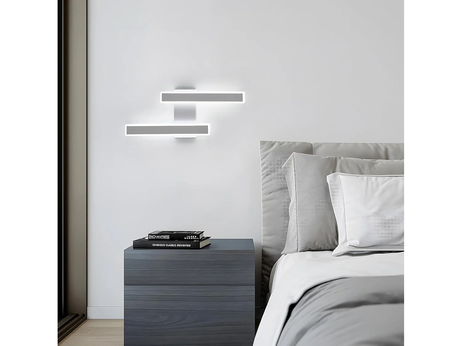 Applique murale LED d'intérieur, 32 W, 3600 lm, blanche, moderne, longue, en acrylique, pour salon, chambre, lumière blanche froide 6500 K