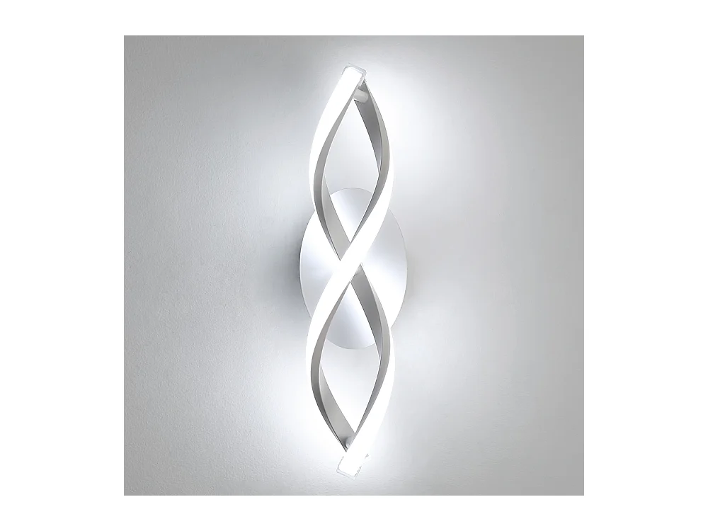 Applique Murale Intérieur, Lampe Murale LED Moderne 14W 1800LM, Blanc Froid 6500K, Design Incurvé pour Chambre, Escalier, Salon