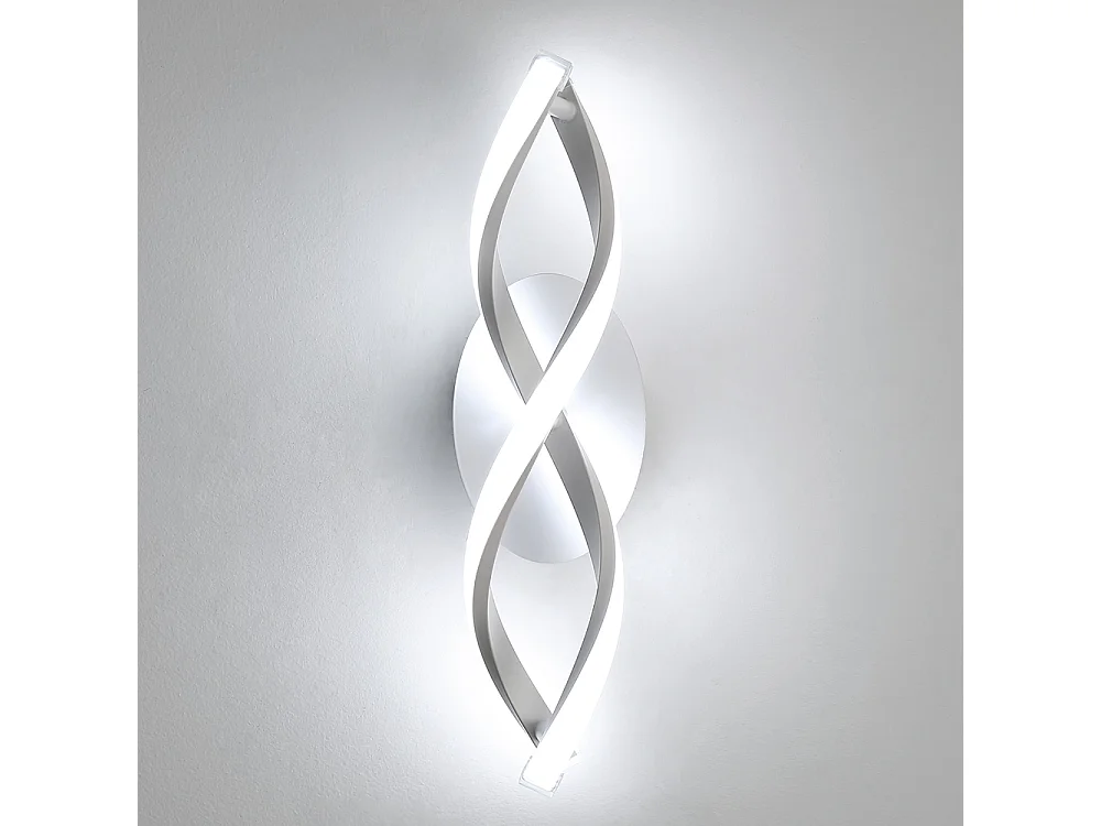 Applique Murale Intérieur, Lampe Murale LED Moderne 14W 1800LM, Blanc Froid 6500K, Design Incurvé pour Chambre, Escalier, Salon