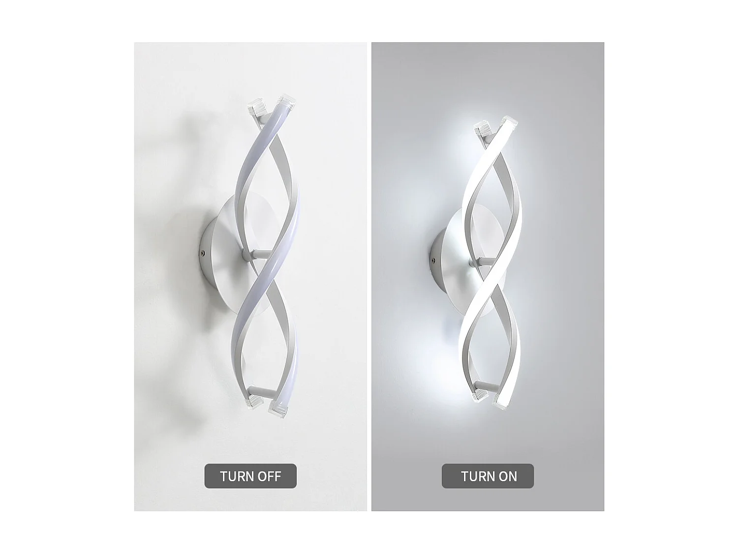 Applique Murale Intérieur, Lampe Murale LED Moderne 14W 1800LM, Blanc Froid 6500K, Design Incurvé pour Chambre, Escalier, Salon