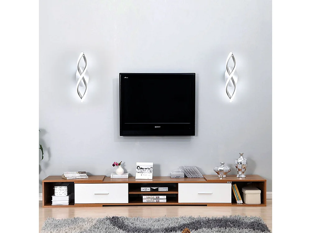 Applique Murale Intérieur, Lampe Murale LED Moderne 14W 1800LM, Blanc Froid 6500K, Design Incurvé pour Chambre, Escalier, Salon