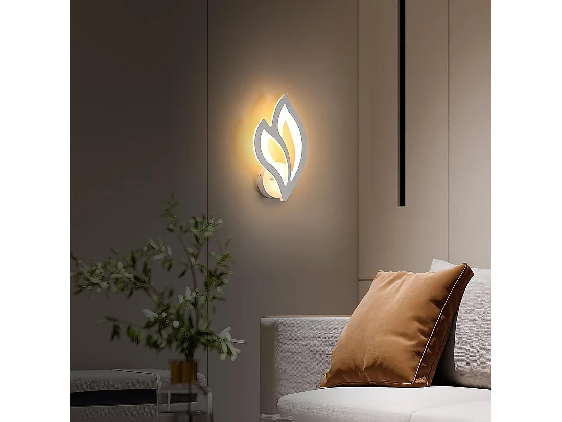 Applique Murale LED Interieur, 13W 1500LM Créatifs Lampe Murale en Forme de Fleur en Acrylique 3000K Lumière Blanche Chaude, Luminaire Murale pour ChambreBlanc