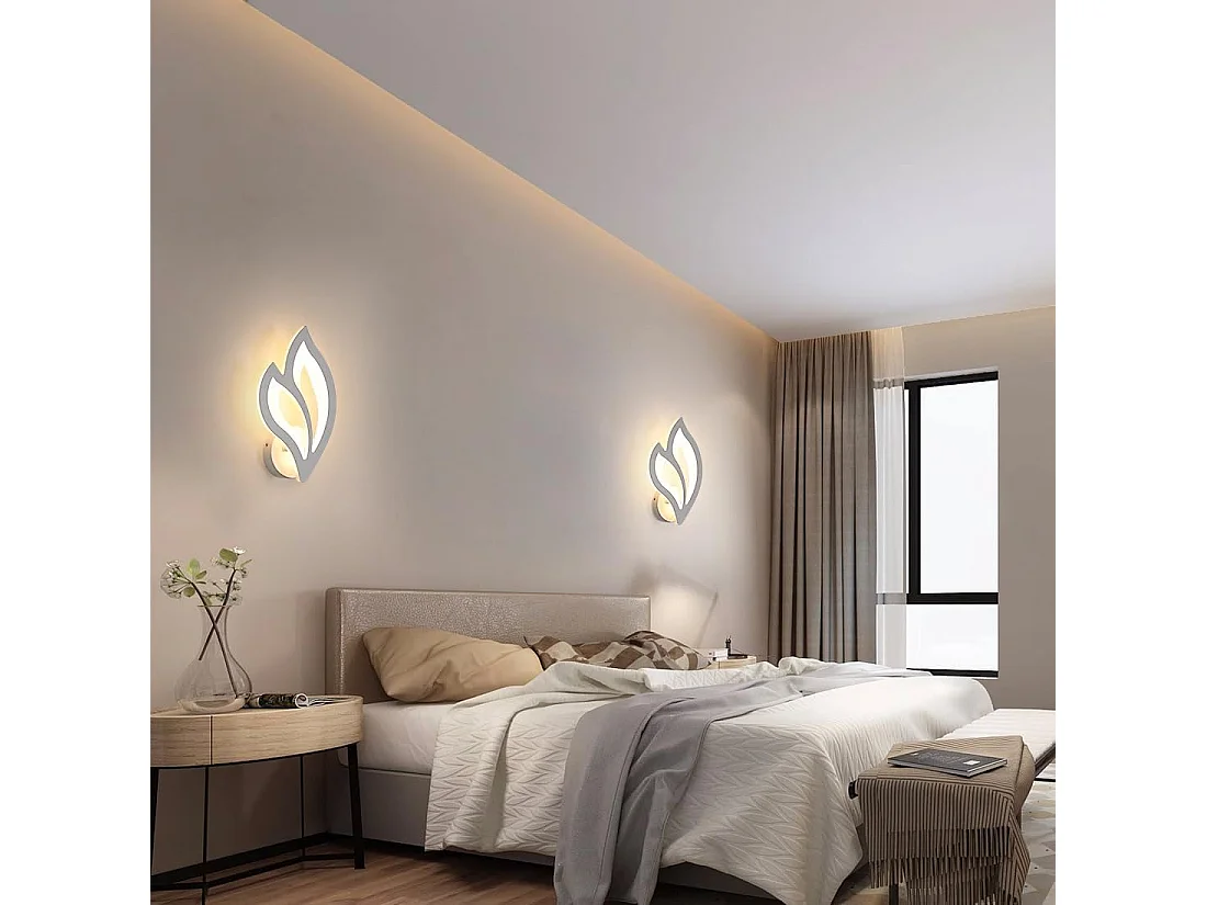 Applique Murale LED Interieur, 13W 1500LM Créatifs Lampe Murale en Forme de Fleur en Acrylique 3000K Lumière Blanche Chaude, Luminaire Murale pour ChambreBlanc