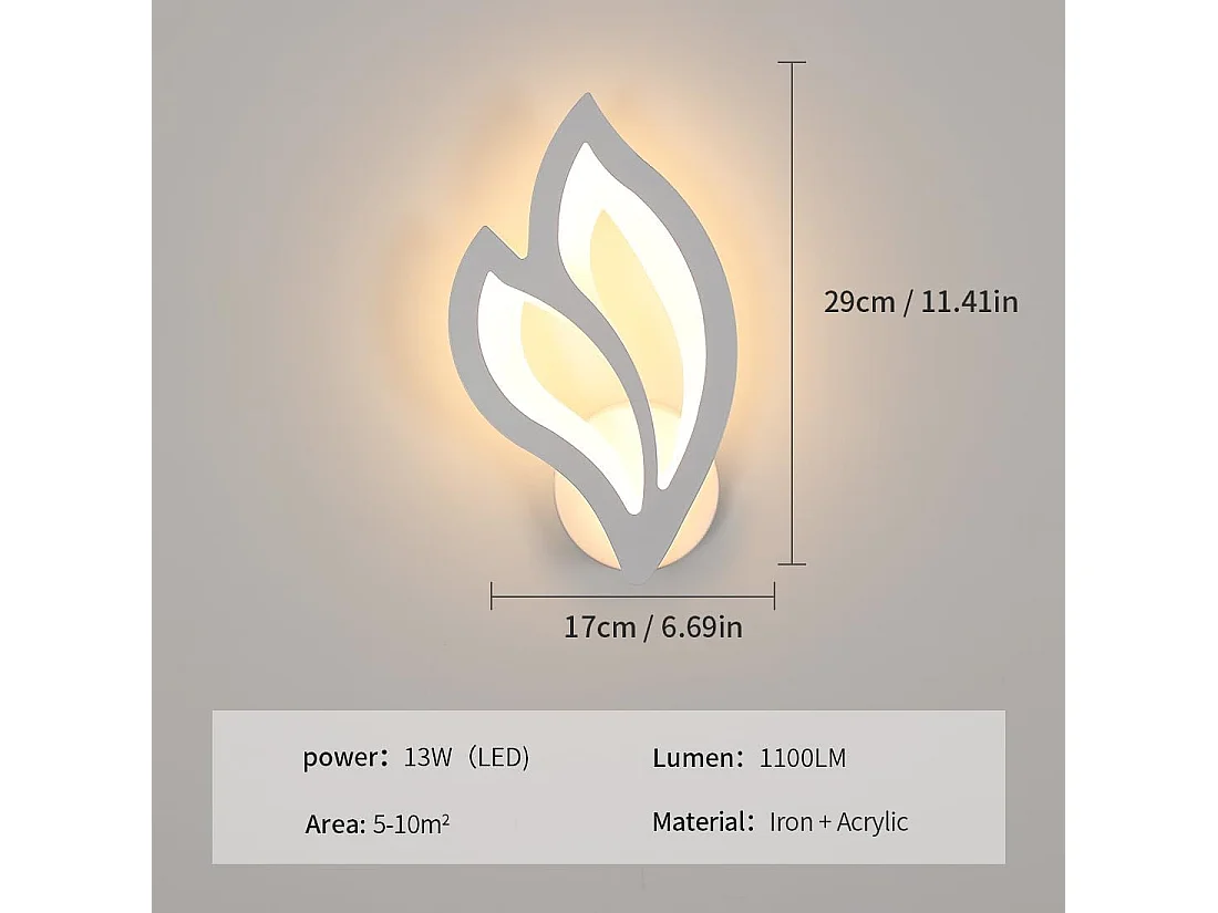 Applique Murale LED Interieur, 13W 1500LM Créatifs Lampe Murale en Forme de Fleur en Acrylique 3000K Lumière Blanche Chaude, Luminaire Murale pour ChambreBlanc
