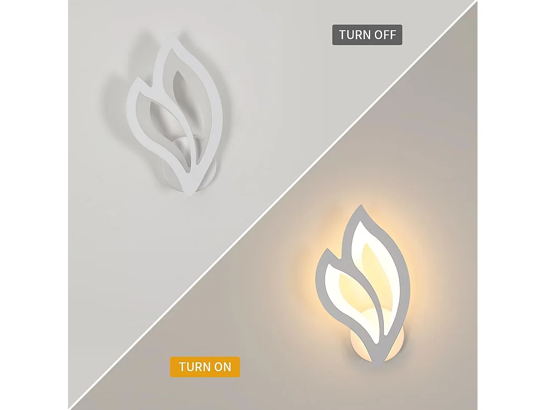 Applique Murale LED Interieur, 13W 1500LM Créatifs Lampe Murale en Forme de Fleur en Acrylique 3000K Lumière Blanche Chaude, Luminaire Murale pour ChambreBlanc
