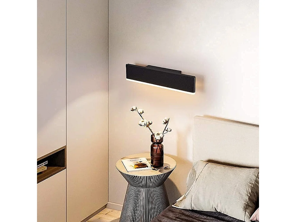 Applique Murale LED moderne, Lampe Murale angle réglable 8W, Luminaire Murale rectangulaire 30CM, pour Chambre Salon Escalier Couloir, Lumière blanche chaude