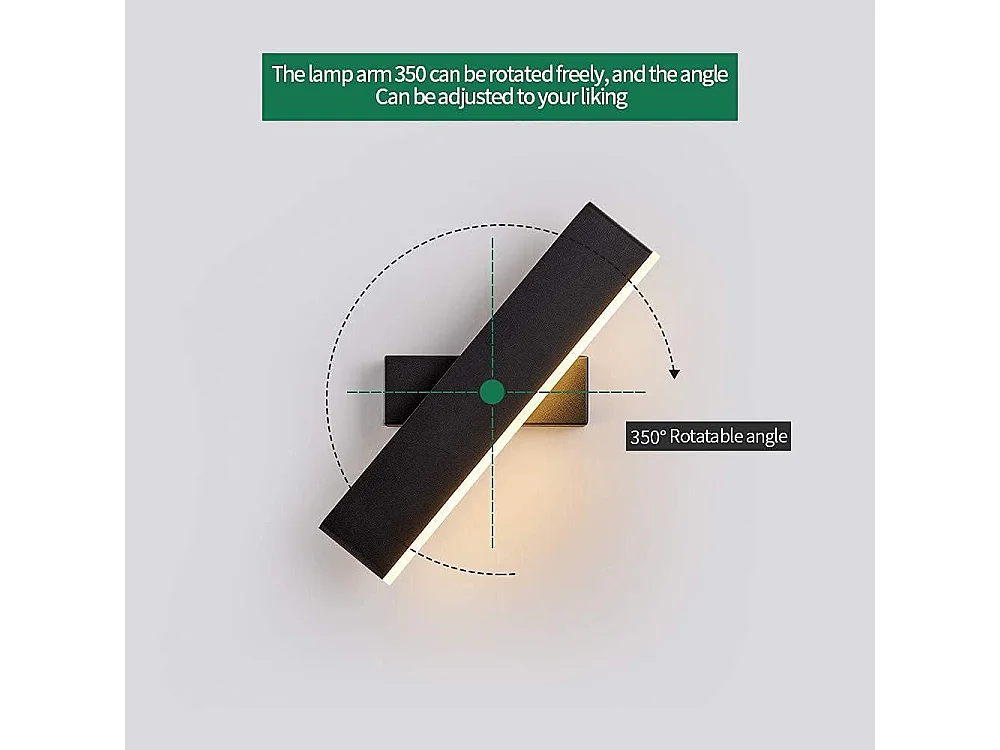 Applique Murale LED moderne, Lampe Murale angle réglable 8W, Luminaire Murale rectangulaire 30CM, pour Chambre Salon Escalier Couloir, Lumière blanche chaude