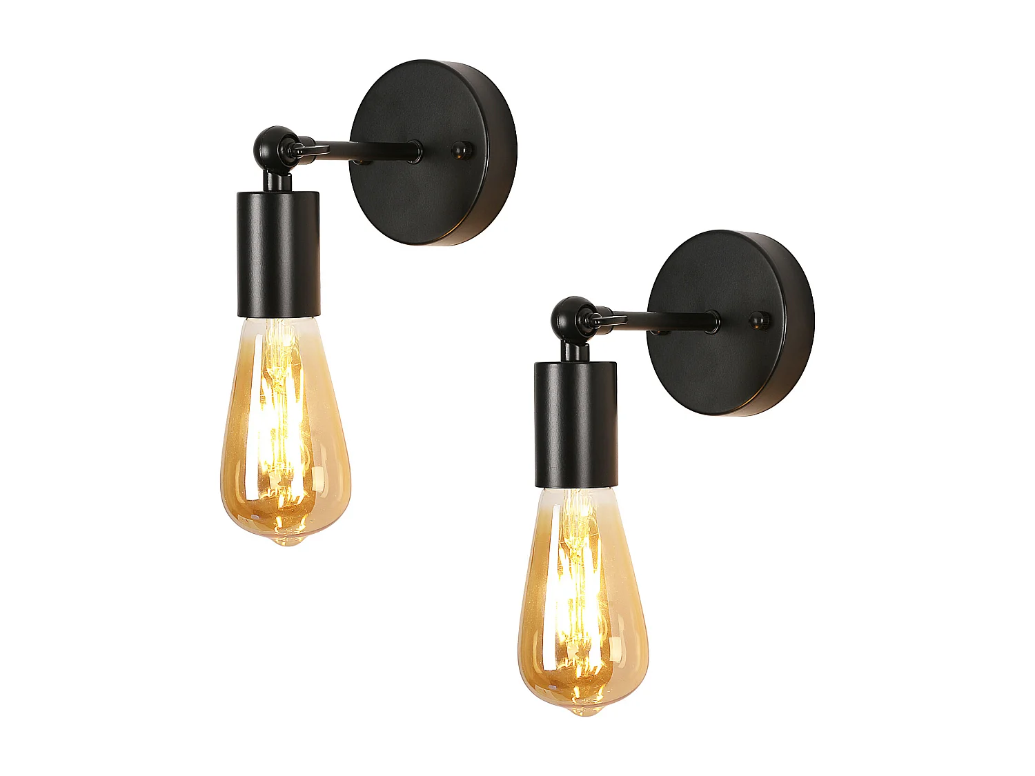 Lot de 2 Appliques Murales Vintage Noires E27 pour un Éclairage Intérieur Parfait dans le Salon ou le Couloir (Ampoules non incluses)