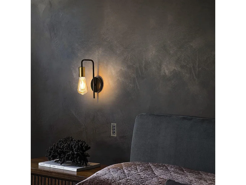 Applique Murale Vintage 2 Pack, Lampe Murale Intérieur Industrielle, Spot Mural Fer Rétro pour Chambre Couloir Bar, E27, IP20, Noir, Sans Ampoule