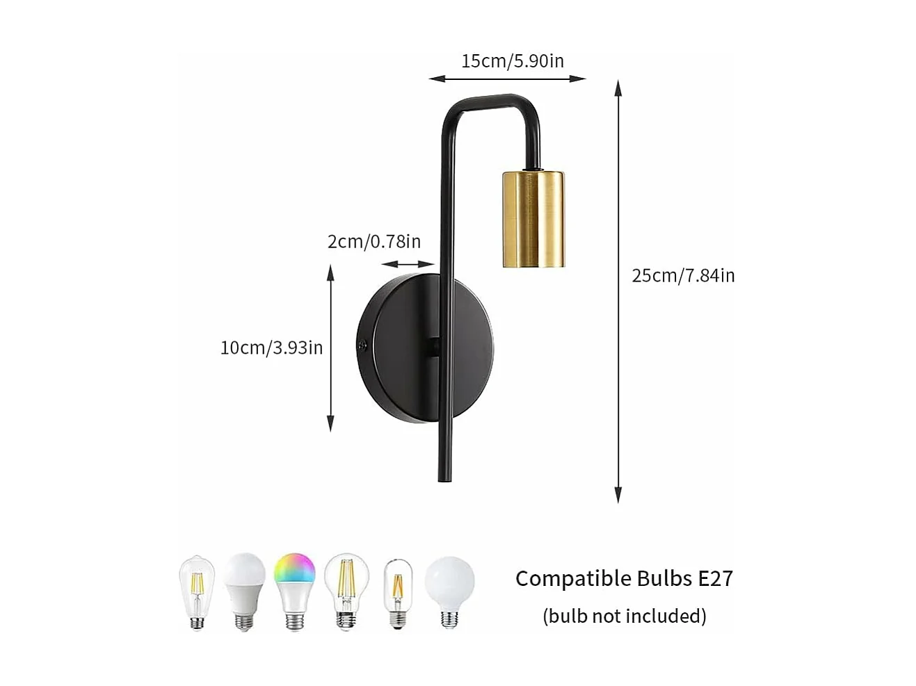 Applique Murale Vintage 2 Pack, Lampe Murale Intérieur Industrielle, Spot Mural Fer Rétro pour Chambre Couloir Bar, E27, IP20, Noir, Sans Ampoule