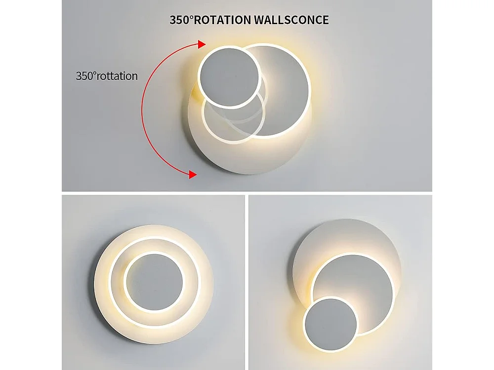 Applique 15W LED, Créatif eclipse 3 en 1 Protection Solide Applique Murale Interieur Lampe Moderne Simple Salon Allée Balcon Lampe Led Chrome Chambre Tête de Lit