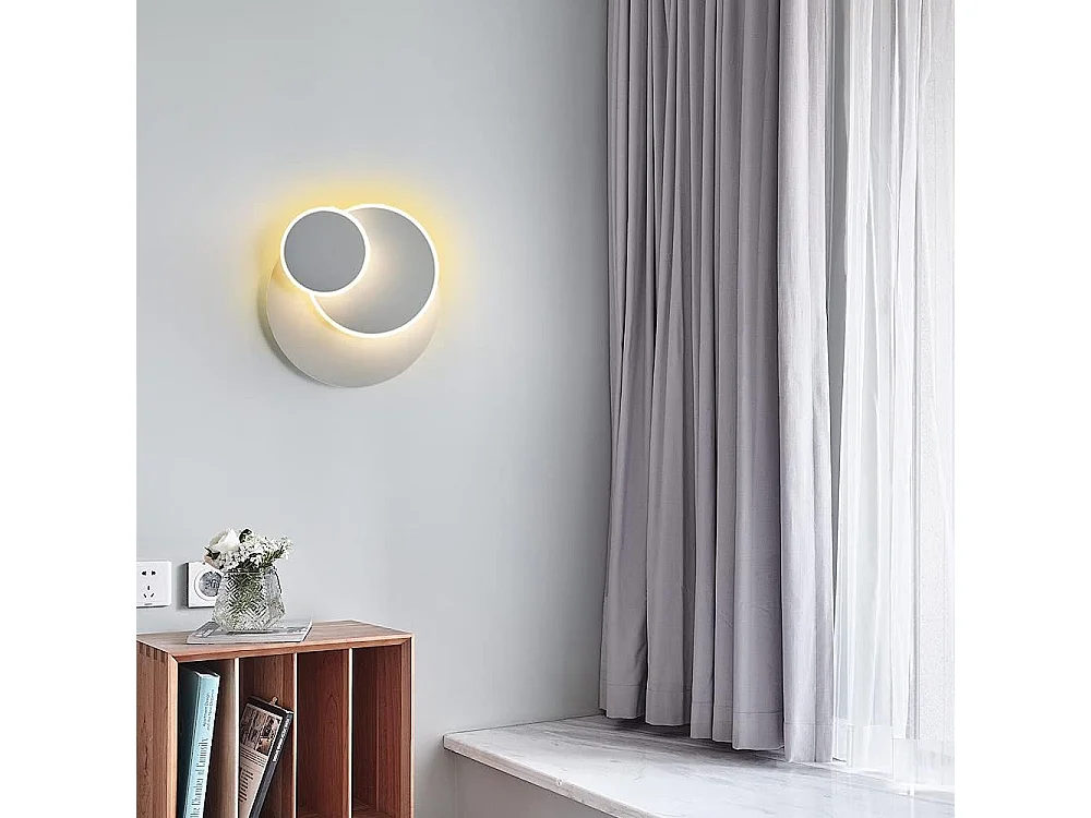 Applique 15W LED, Créatif eclipse 3 en 1 Protection Solide Applique Murale Interieur Lampe Moderne Simple Salon Allée Balcon Lampe Led Chrome Chambre Tête de Lit