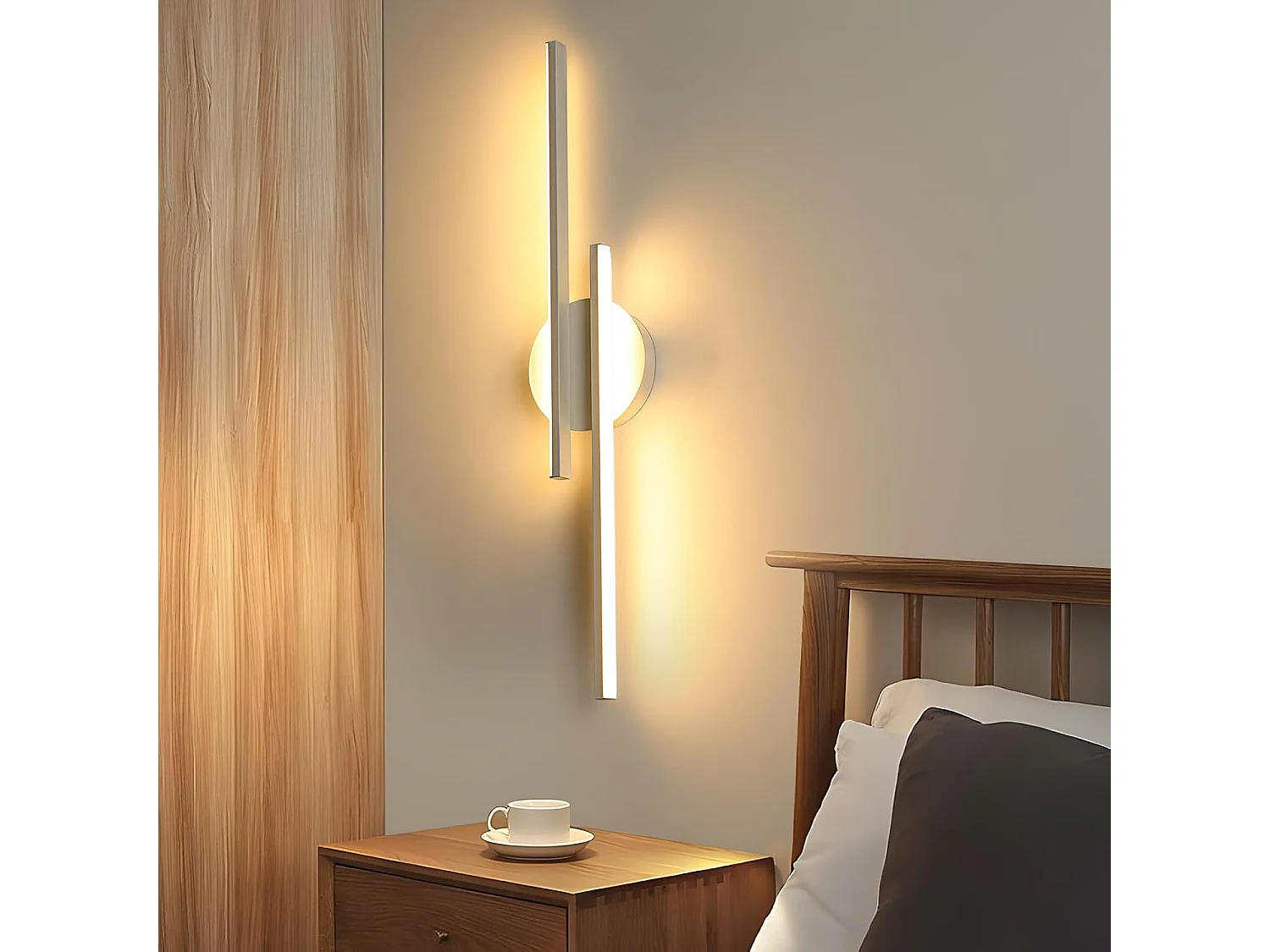 Applique Murale Intérieure LED, 24W Lumière Chaude 3000K Lampe Murale Moderne, Luminaire Mural Bar en Aluminium, pour Chambre,Escaliers, Salle, 60cm Blanc