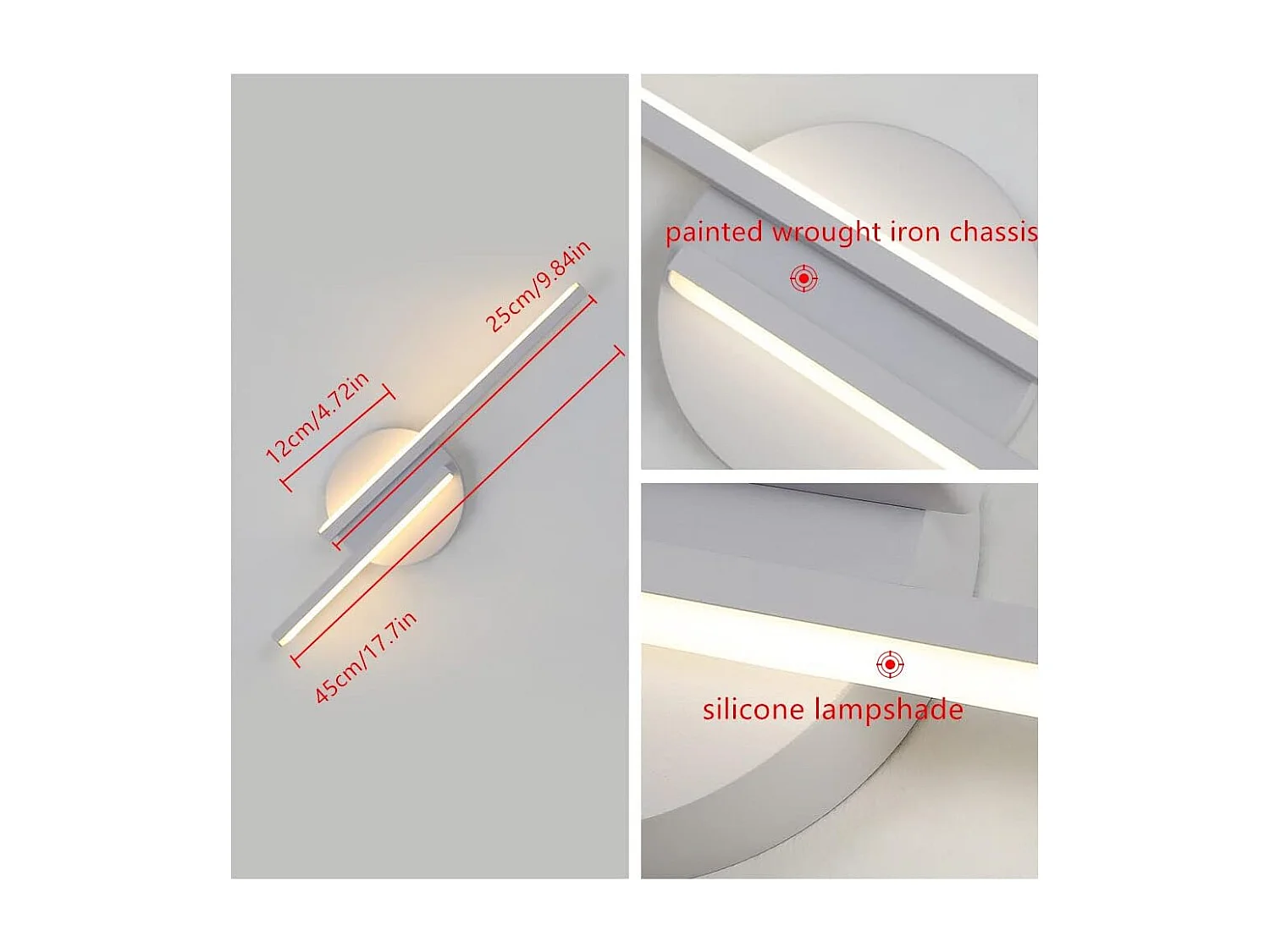 Applique murale à LED, 16 W, moderne, pour salon, chambre à coucher, applique murale, lampe de chevet pour intérieur, 3000 K (lumière blanche chaude)