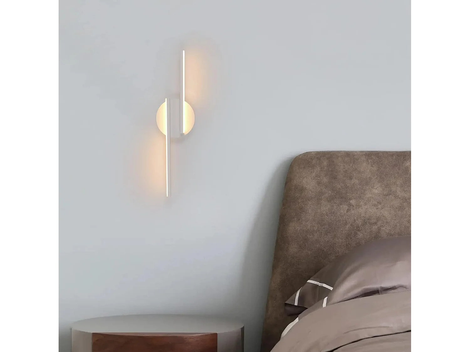 Haobosic Applique Murale LED Aluminium Forme I Blanc 44x12x5cm 16W Lumière Chaude 3000K Ra80 220-240V
