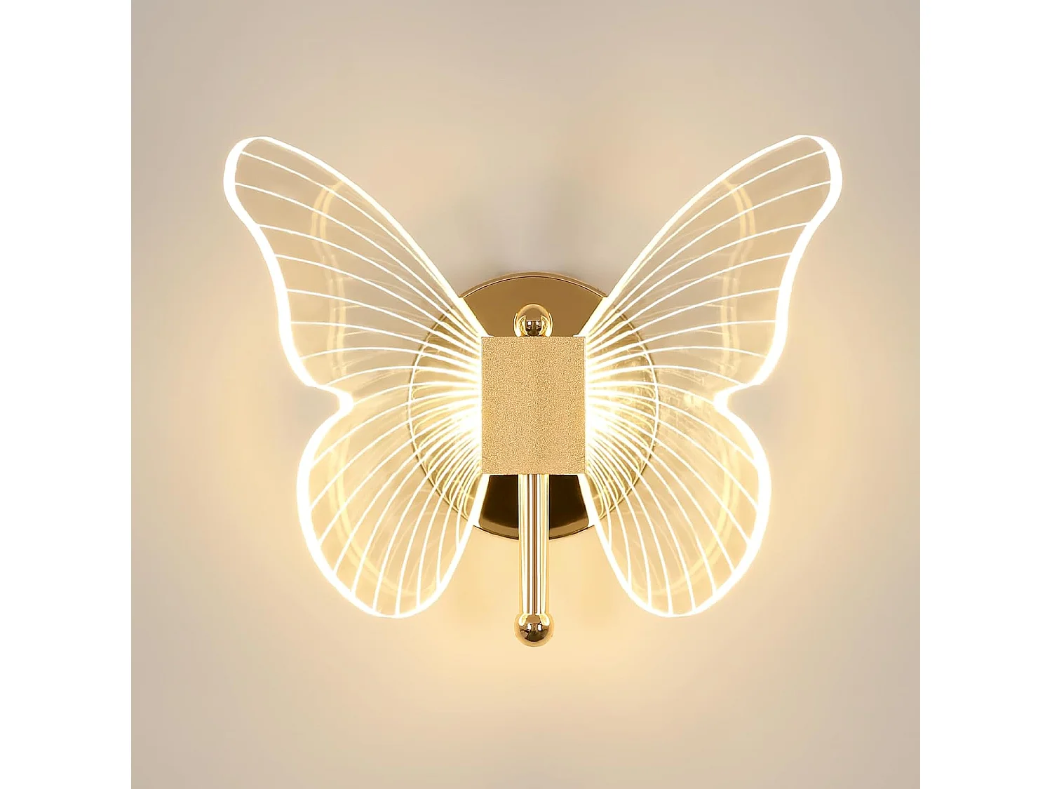 Applique Murale LED 10W，Lampe Murale Papillon Créatif, 3-couleurs Réglable 3000K-6500K Lampe de Chevet, Applique Murale pour Chambres éclairage Décoratif Intérieur