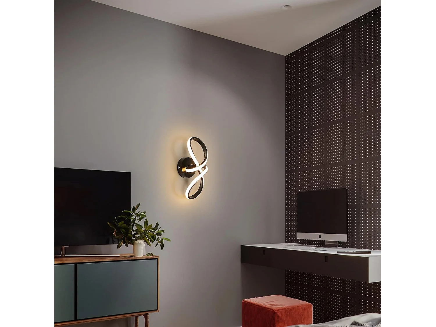 Applique Murale Intérieure, Moderne Lampe Murale 20W, 3000K Lumière Chaude, Appliques LED pour Salon Chambre Couloir [Classe énergétique E]