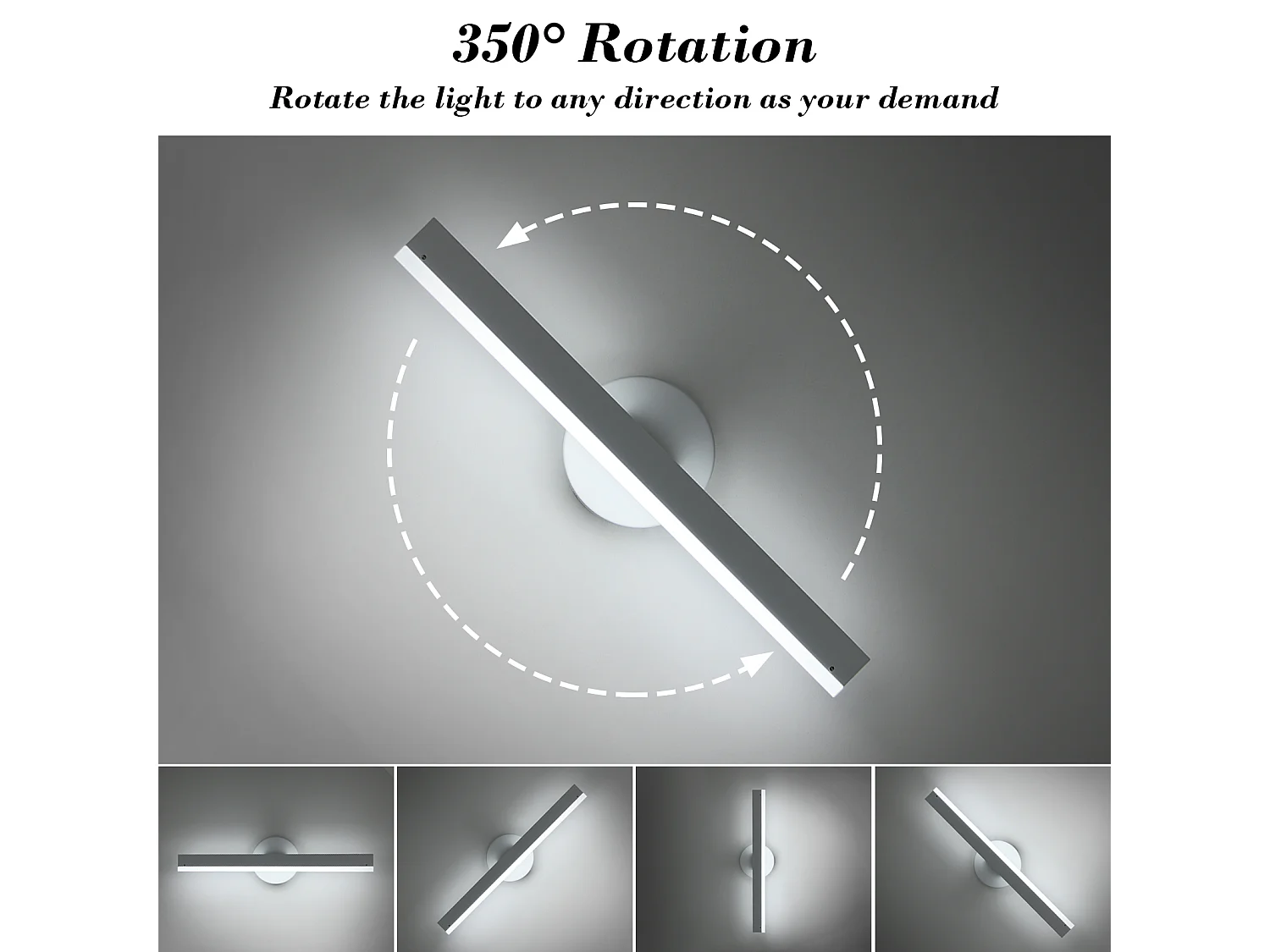 Applique Murale Intérieure, Lampe Murale Aluminium Rotation 360°, Moderne pour Salon, Chambre, Escalier, Couloir Blanc Froid 6500K