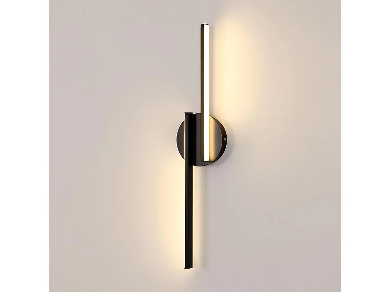 Applique Murale LED Intérieur, 22W Lampe Murale Moderne de Aluminium, Luminaire Murale 3000K Lumière Chaude pour Salon Couloir Escalier Veilleuse(55cm Noir)