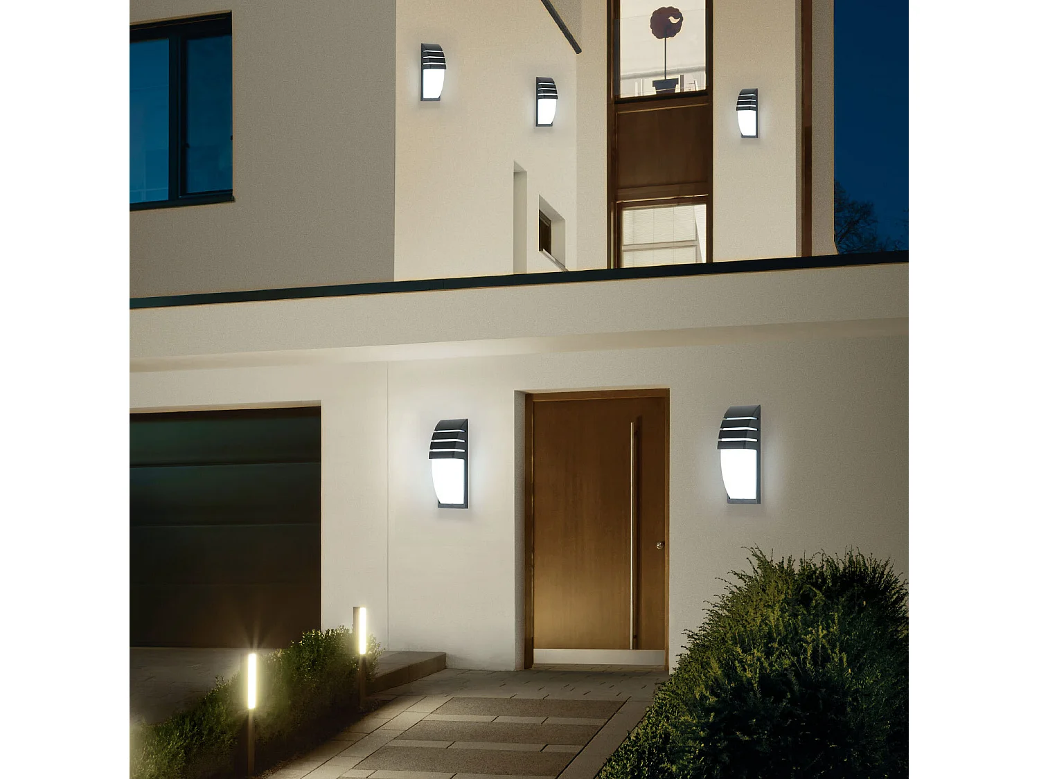 Applique Murale Intérieur Extérieur, Noir 12W 6000K Blanc Froid LED, IP65 Imperméable Lampe Murale pour Cour, Jardin, Terrasse, Proche, Patio