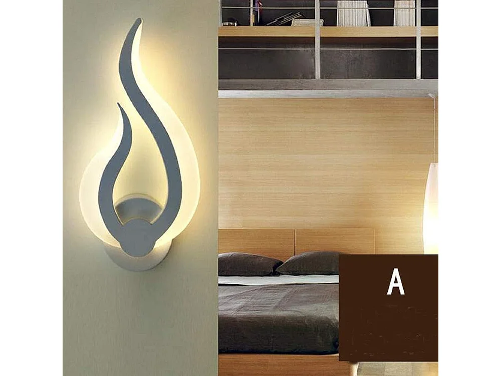 LED Applique Murale Intérieur ,  Lampe Murale Moderne, Forme de Flamme Mural Veilleuse  Blanc Chaud pour Cuisine Escalier Chambre Couloir, 10W,3000K,IP20
