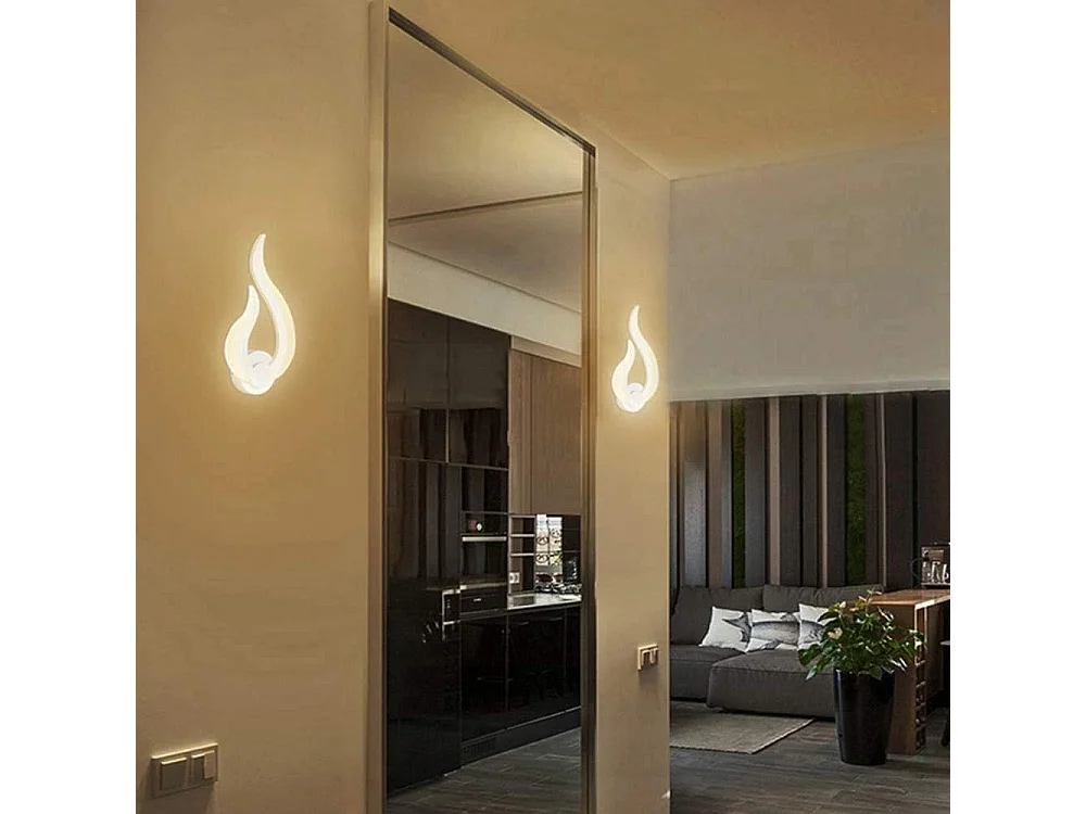 LED Applique Murale Intérieur ,  Lampe Murale Moderne, Forme de Flamme Mural Veilleuse  Blanc Chaud pour Cuisine Escalier Chambre Couloir, 10W,3000K,IP20
