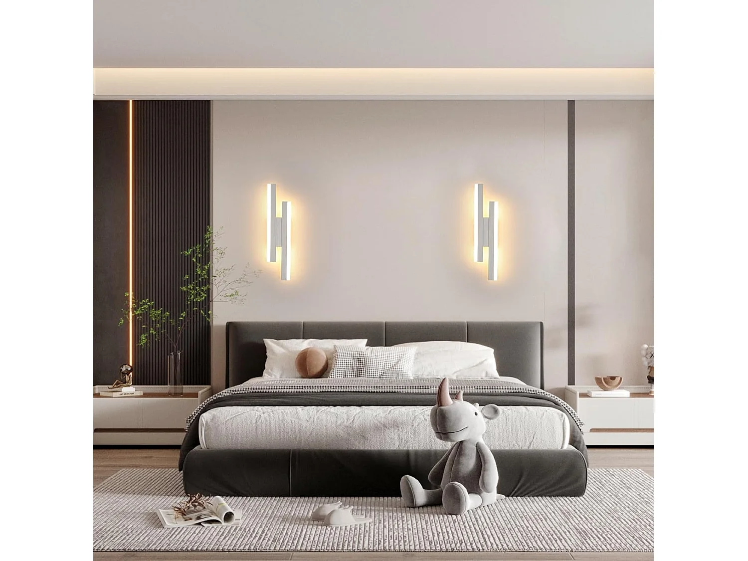 Applique Murale Intérieure LED Moderne, 16W 1800LM Lampe Murale 3000K Blanc Chaud, Acrylique et Métal Luminaire Mural Interieur pour Salon,Couloir (Blanc)