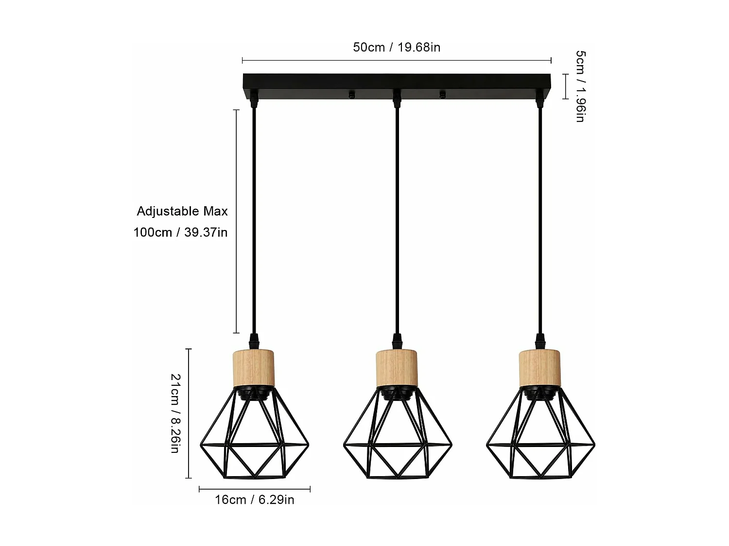 Suspensions Vintage E27 Lustre Industriel à 3 Lampes Plafonnier Vintage Industriel avec Abat-Jour en Métal Noir Parfait pour un Style Moderne dans Salon Cuisine