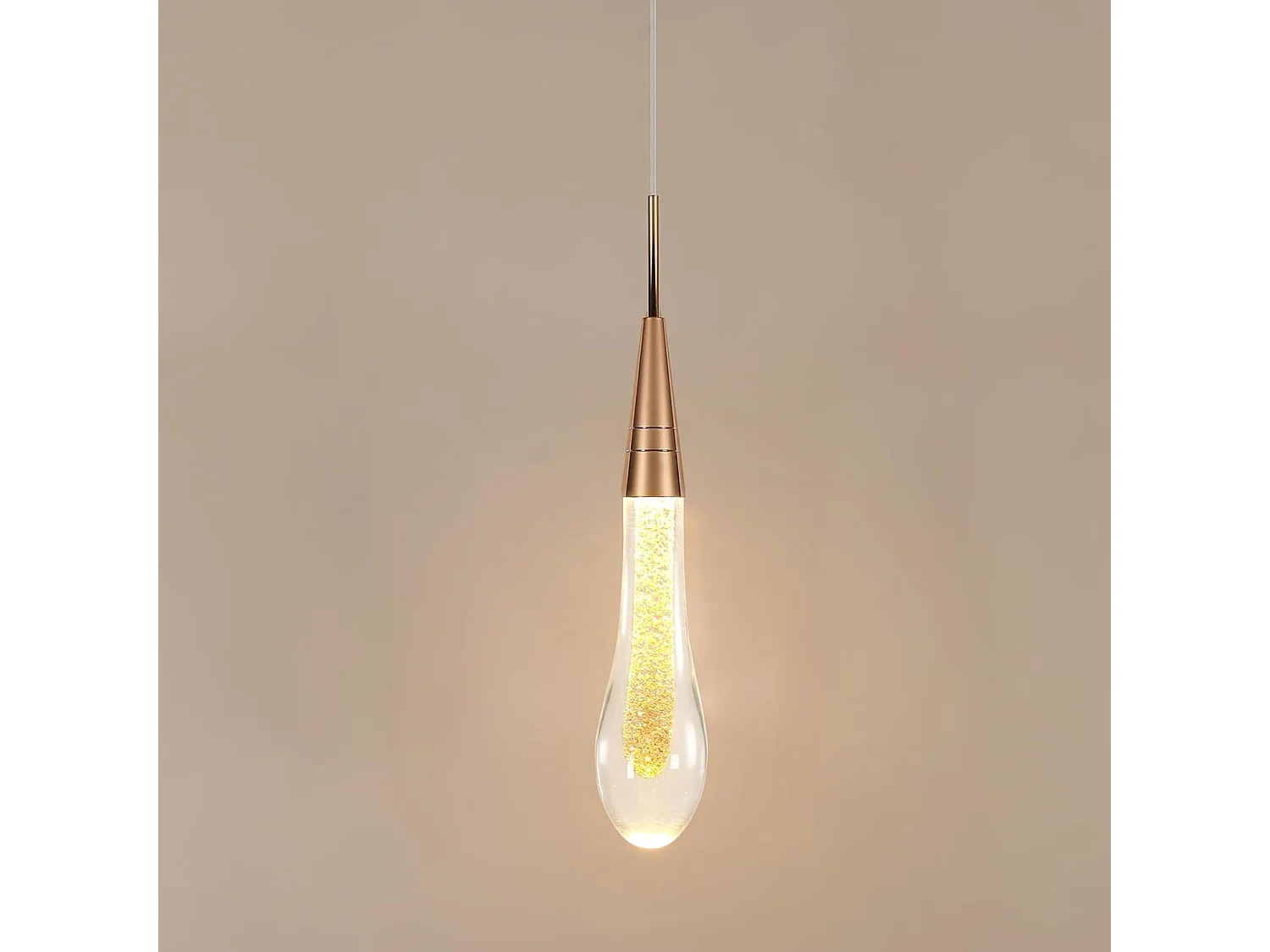 Suspension LED, Lustre en Verre Goutte d'Eau Créatif, Plafonnier LED Moderne en Verre Doré pour Chambre Salle à Manger Cuisine Salon, Lumière Chaude