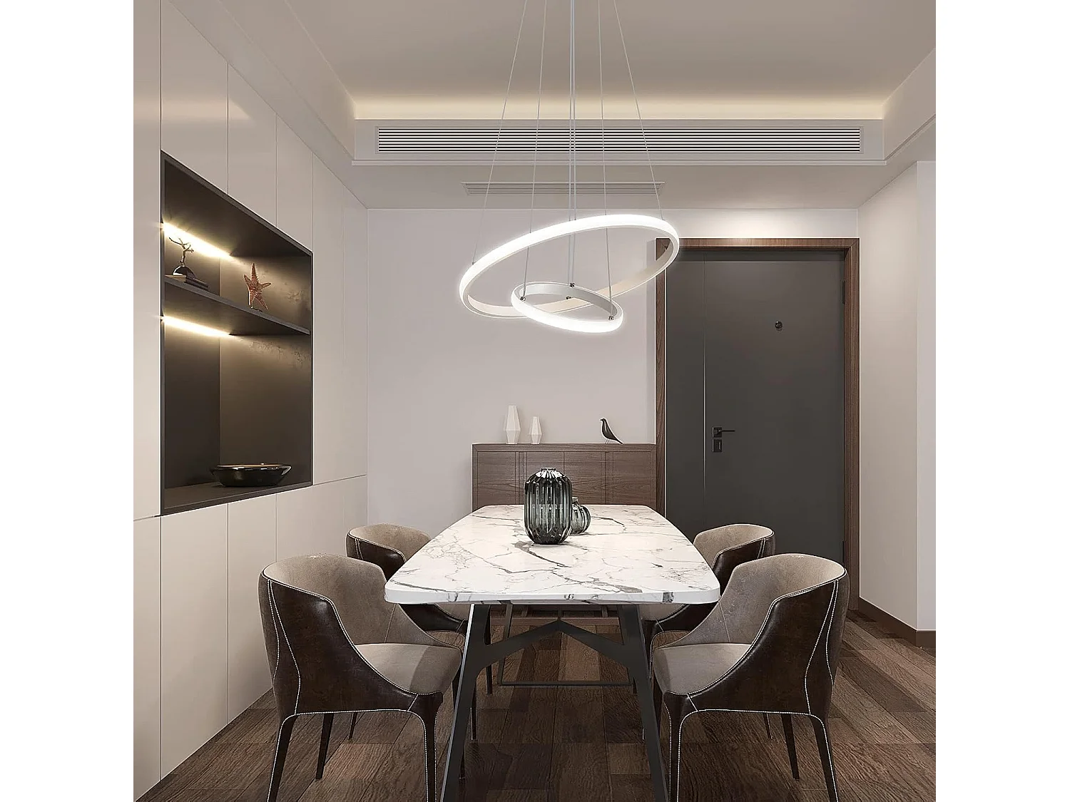 Suspension Luminaire LED, Lustre circulaire moderne, suspension blanc 4000K, Lampe de Plafond éclairage intérieur de la chambre à coucher du salon