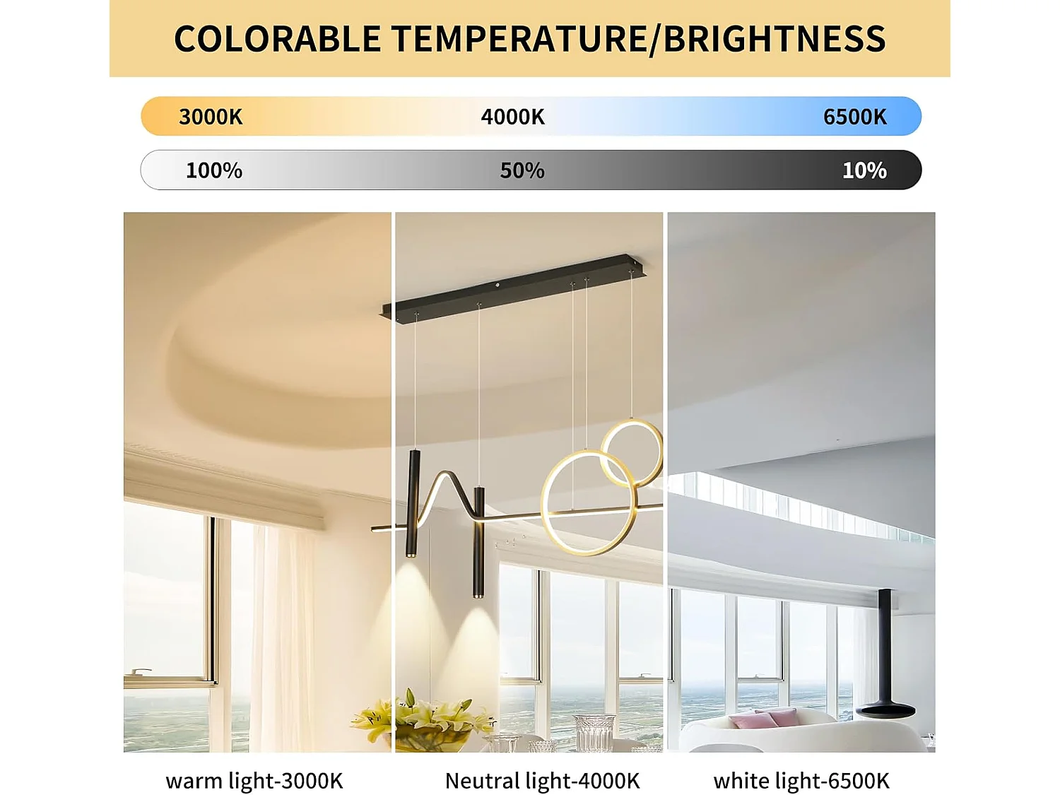 Suspension moderne LED double ronde avec spot en aluminium, 45W onde linéaire, noir or dimmable avec télécommande, 220V, pour hôtel bureau café restaurant