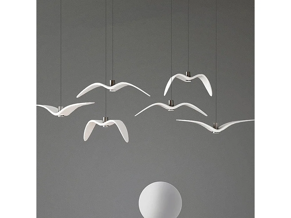 Lustre Mouette - Blanc - Lumière chaude - Lampe de chevet décorative